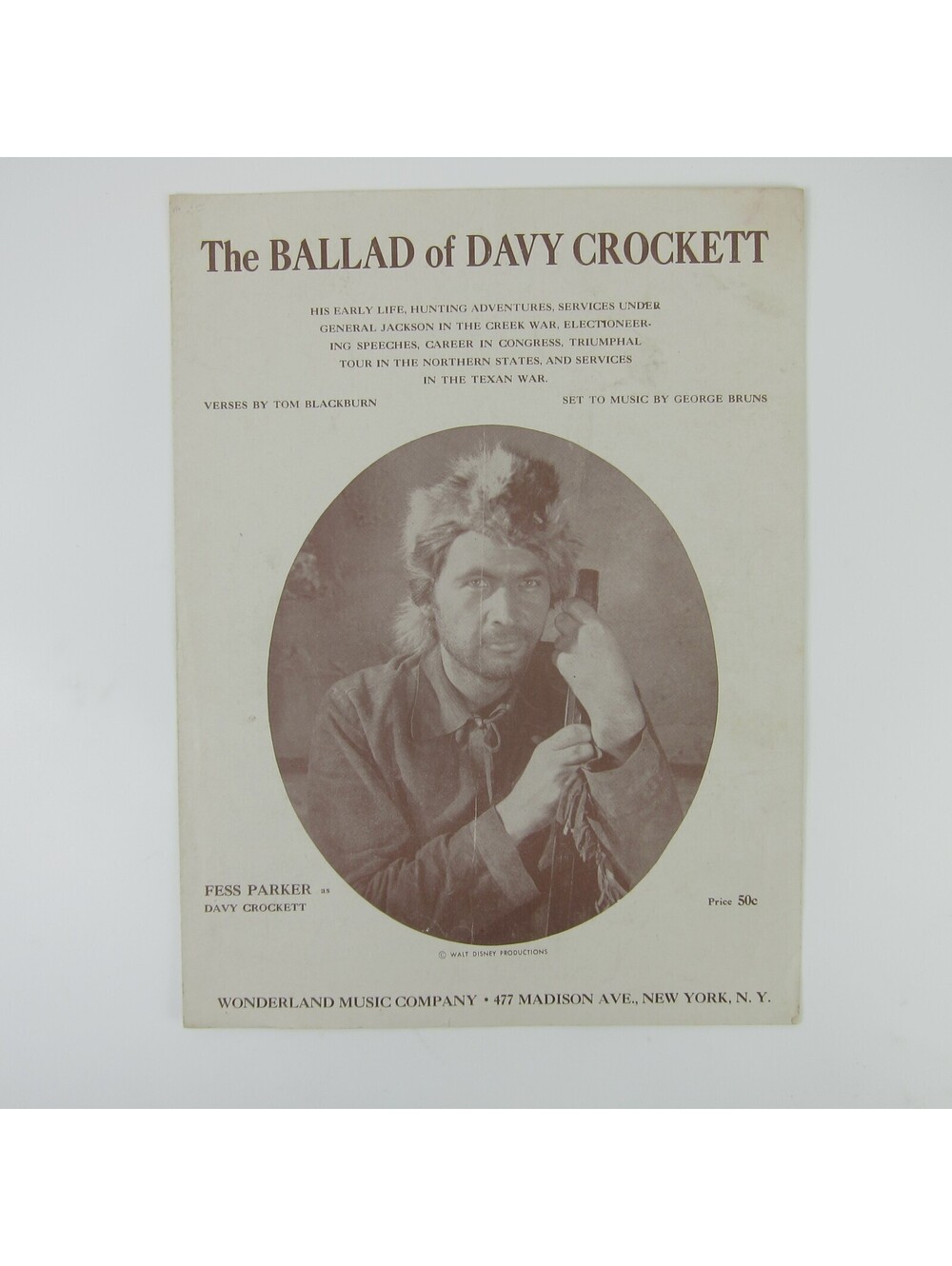 Sheet Music The Ballad of Davy Crockett Tom Blackburn George Bruns Vintage 1954